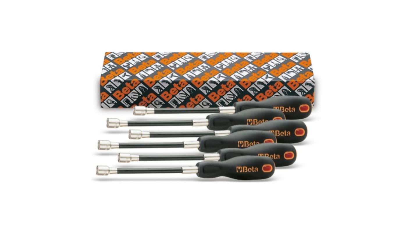 BETA Hexagon Nut Driver Set, 5.5 mm, 5 mm, 6 mm, 7 mm, 8 mm, 10 mm Tip, 175 mm Blade, 290 mm Overall