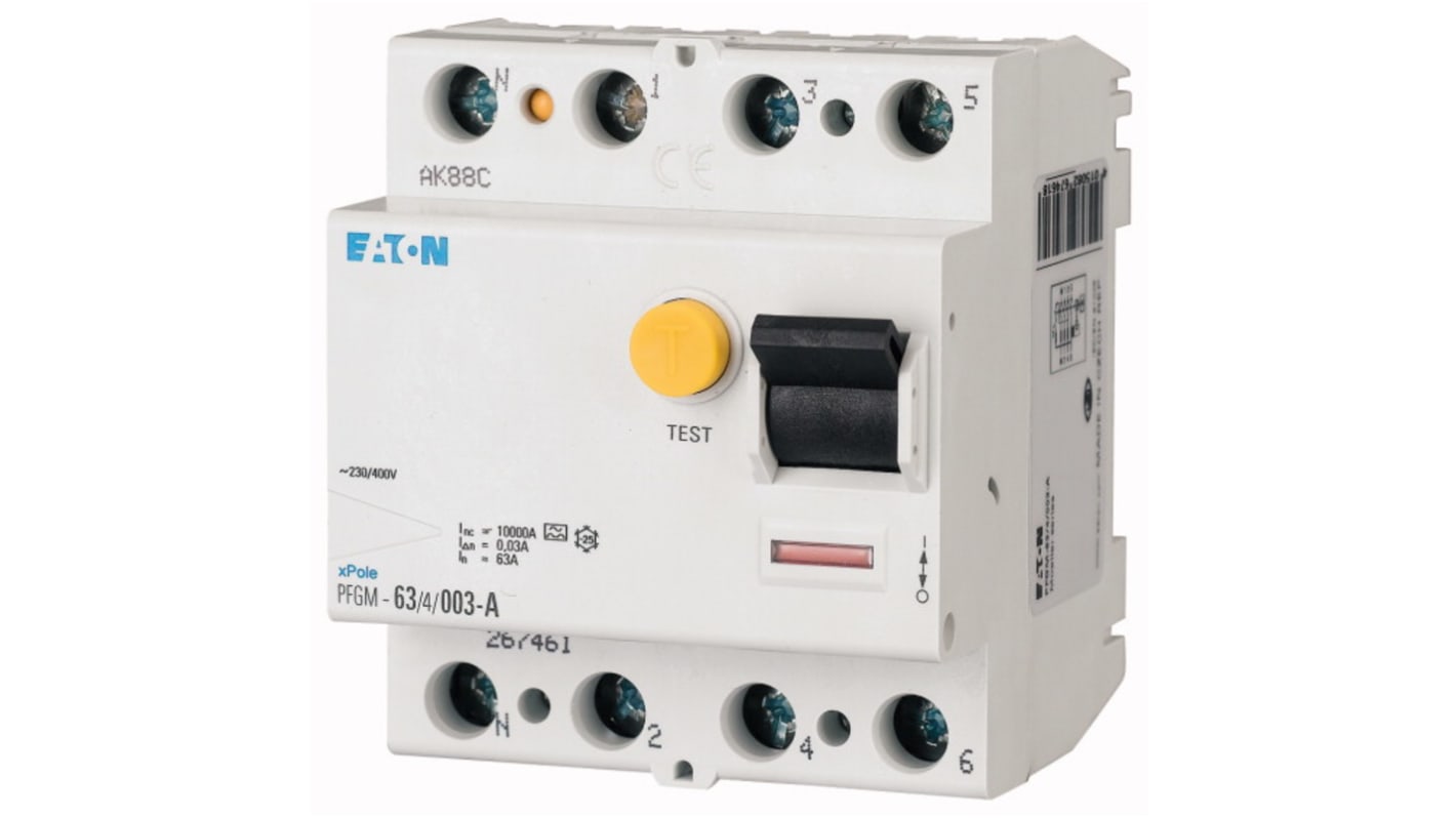 RCCB Eaton, 25A Tipo AC, 4 Polos, 30mA 230V ac