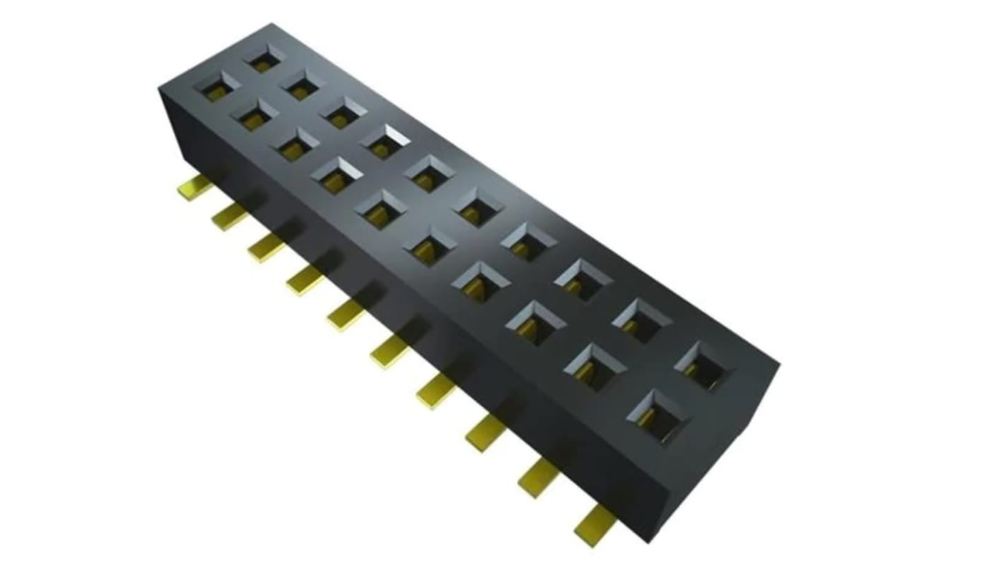 Conector hembra para PCB Samtec serie CLP CLP-110-02-F-D-A-P-TR, de 20 vías en 2 filas, paso 1.27mm, Montaje