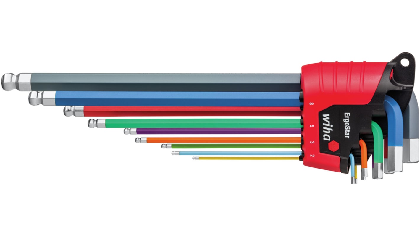 Wiha 10 piece L Shape Metric Hex Key Set, 1.5 → 10mm