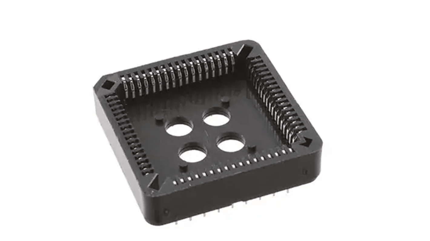 RS PRO 1.27mm Pitch 68 Way Through Hole PLCC IC Socket