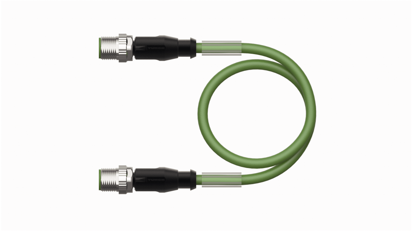 Cable de conexión Turck, con. A M12 Macho, 4 polos, con. B M12 Macho, 4 polos, cod.: D, long. 100m