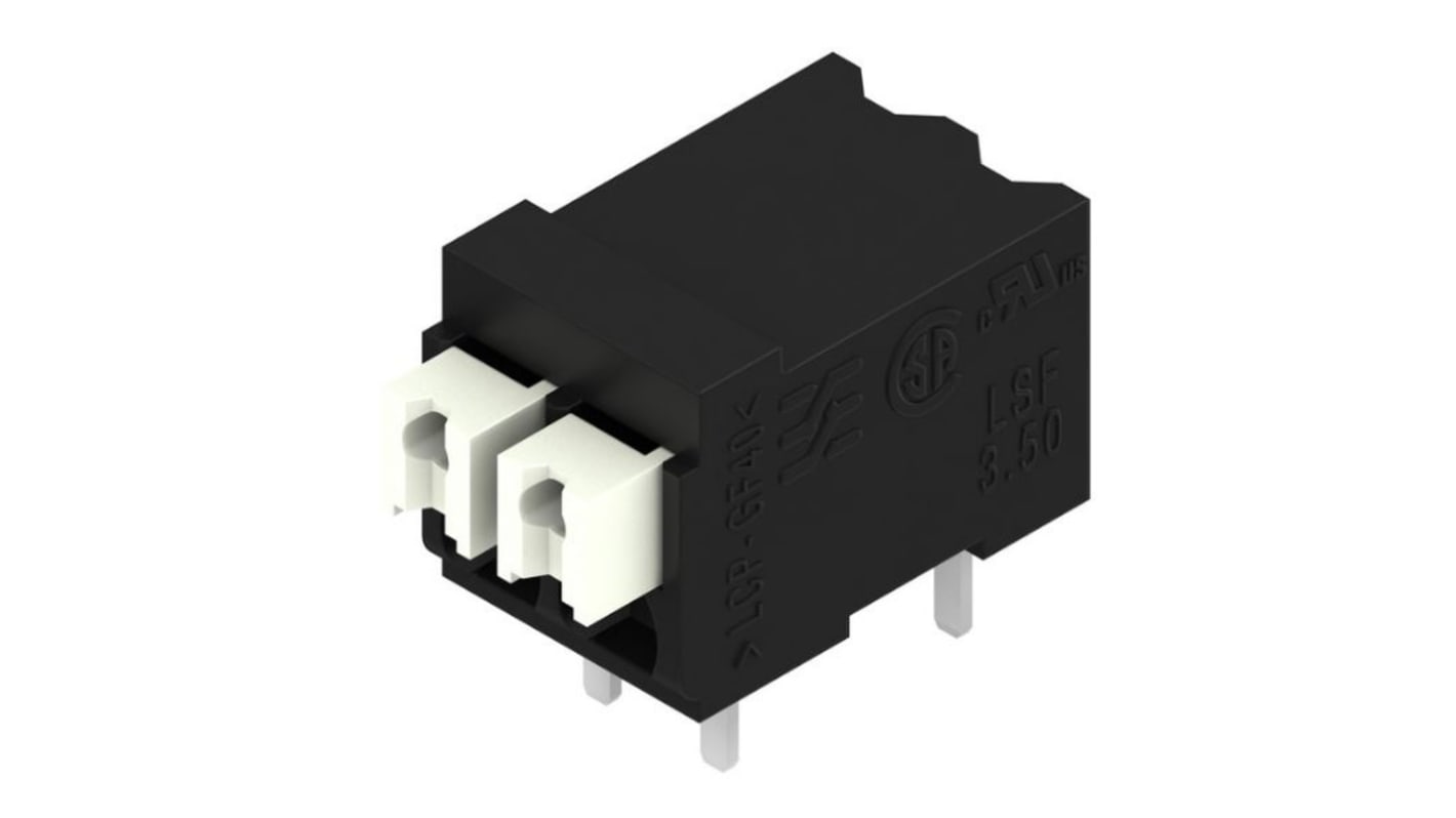 Weidmuller LSF Series PCB Terminal Block, 2-Contact, 3.5mm Pitch, Surface Mount, 1-Row