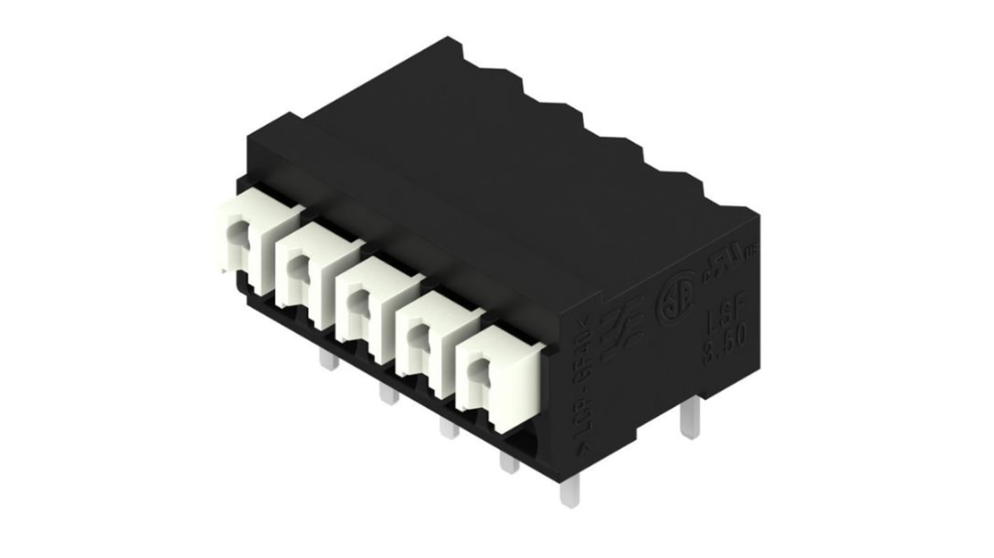 Weidmuller LSF Series PCB Terminal Block, 5-Contact, 3.5mm Pitch, Surface Mount, 1-Row, Through Hole Termination