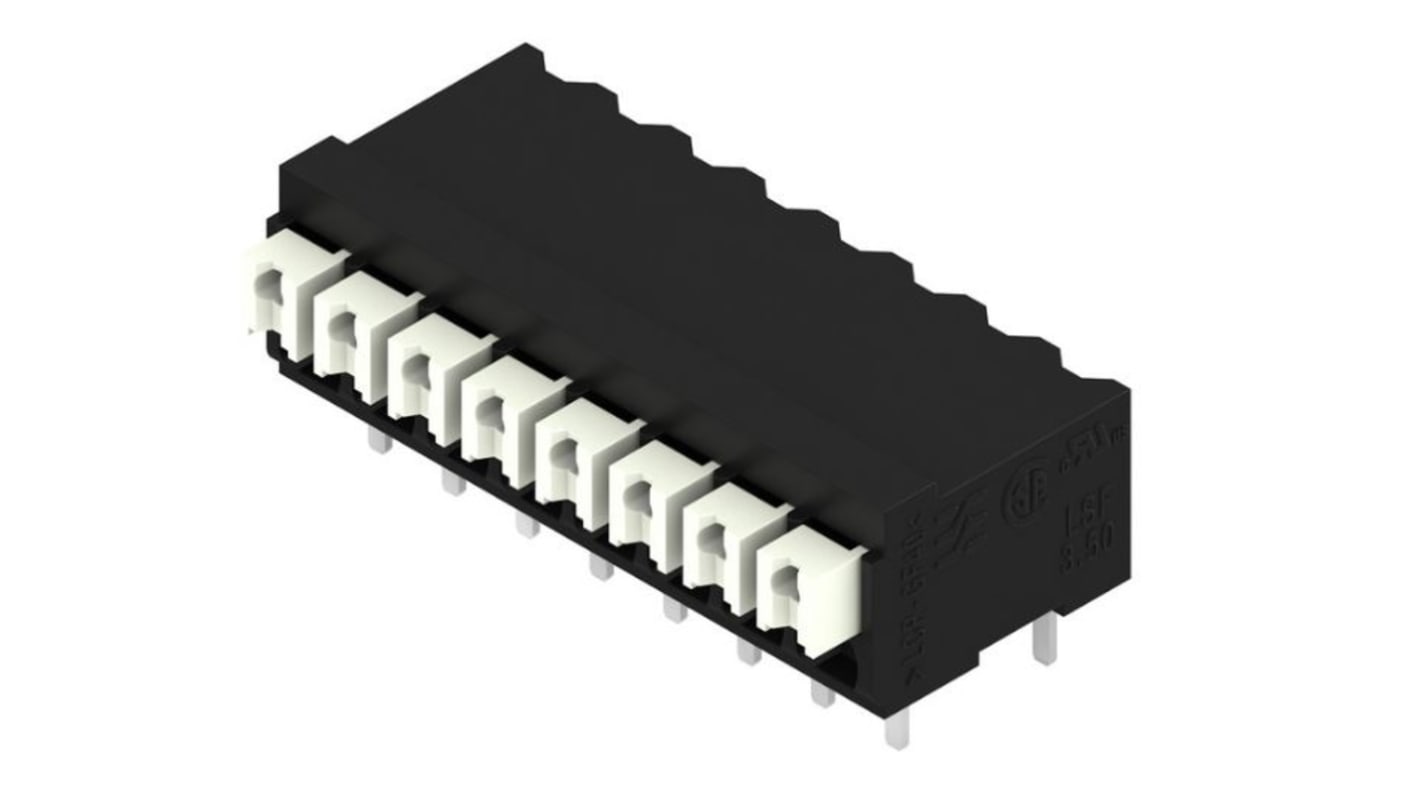 Weidmuller LSF Series PCB Terminal Block, 8-Contact, 3.5mm Pitch, Surface Mount, 1-Row, Through Hole Termination