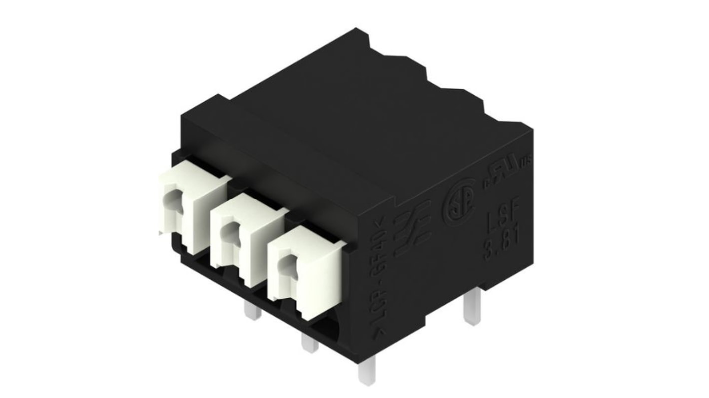 Weidmuller LSF Series PCB Terminal Block, 3-Contact, 3.81mm Pitch, Surface Mount, 1-Row, Through Hole Termination