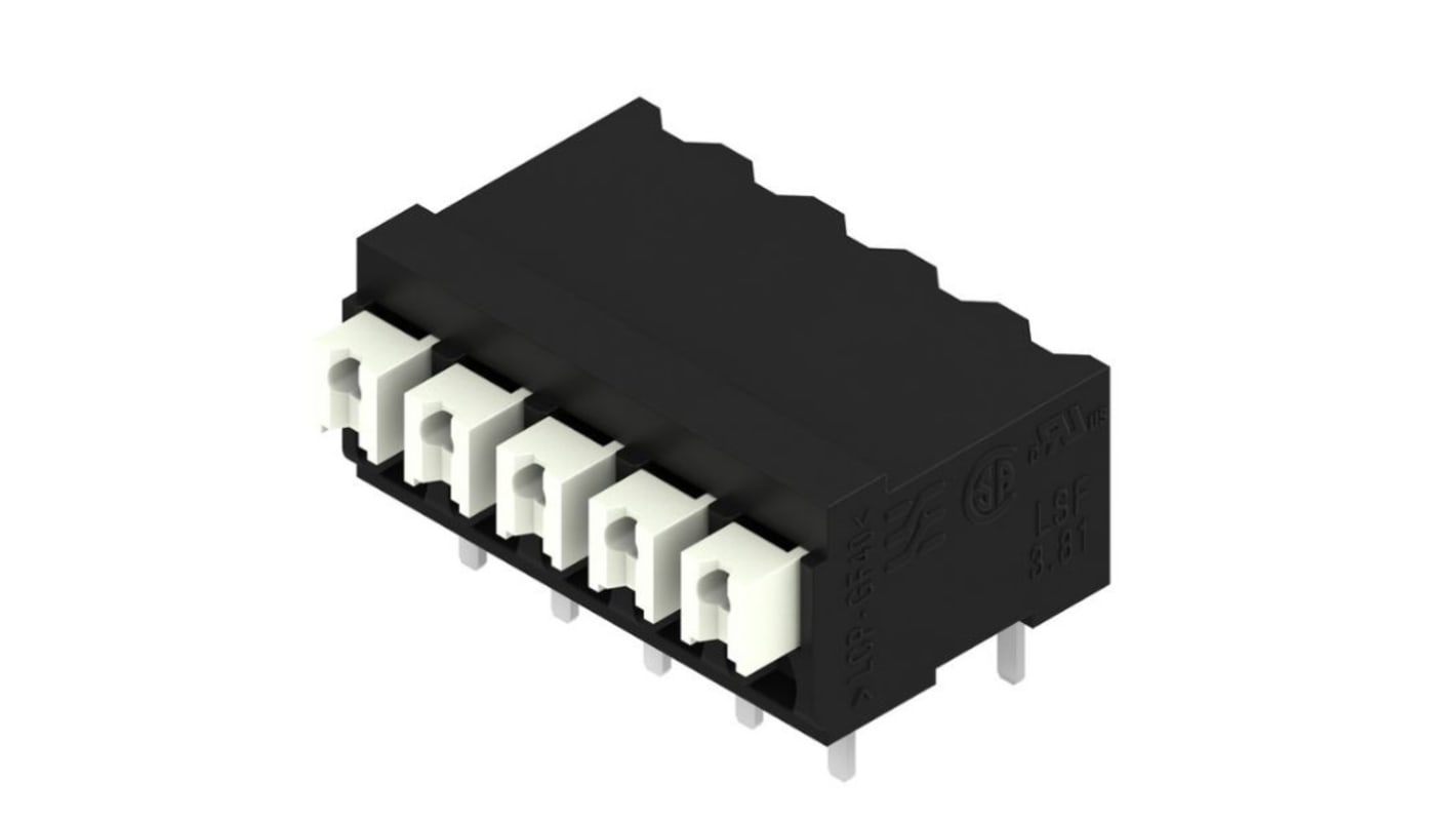 Weidmuller LSF Series PCB Terminal Block, 5-Contact, 3.81mm Pitch, Surface Mount, 1-Row, Through Hole Termination