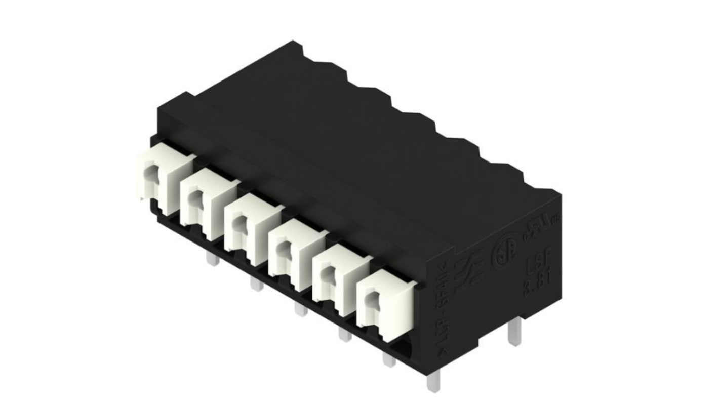 Weidmuller LSF Series PCB Terminal Block, 6-Contact, 3.81mm Pitch, Surface Mount, 1-Row, Through Hole Termination
