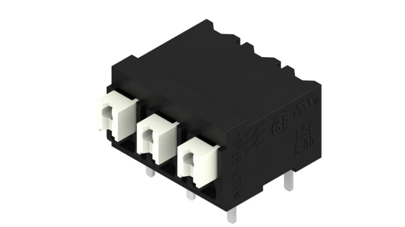 Weidmuller LSF Series PCB Terminal Block, 3-Contact, 5mm Pitch, Surface Mount, 1-Row, Through Hole Termination