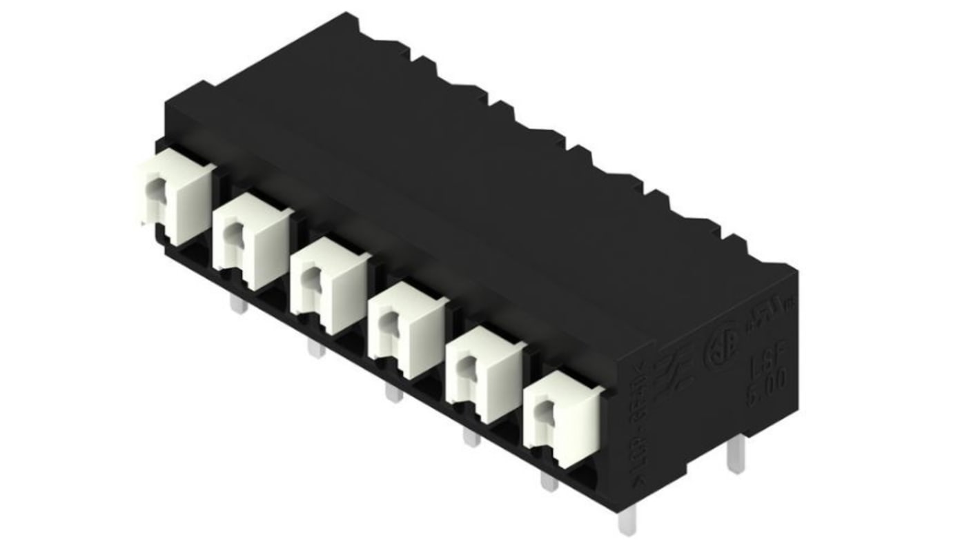 Weidmuller LSF Series PCB Terminal Block, 6-Contact, 5mm Pitch, Surface Mount, 1-Row