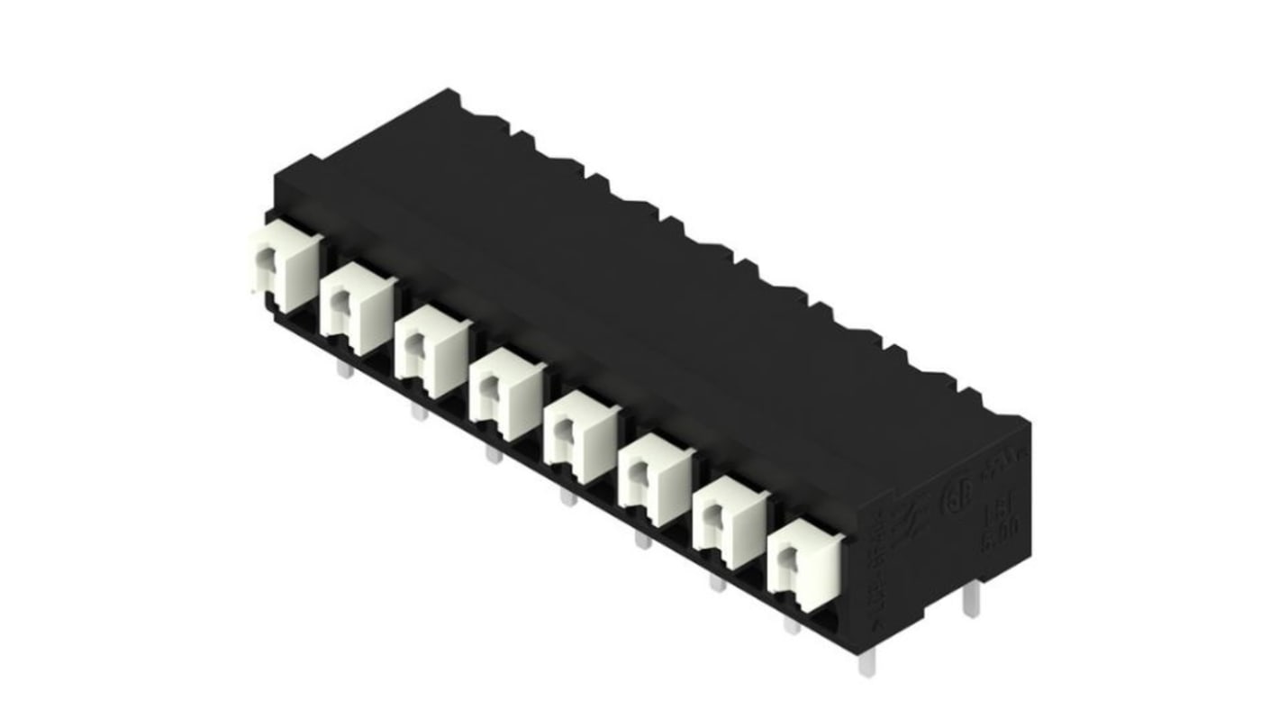 Weidmuller LSF Series PCB Terminal Block, 8-Contact, 5mm Pitch, Surface Mount, 1-Row, Through Hole Termination