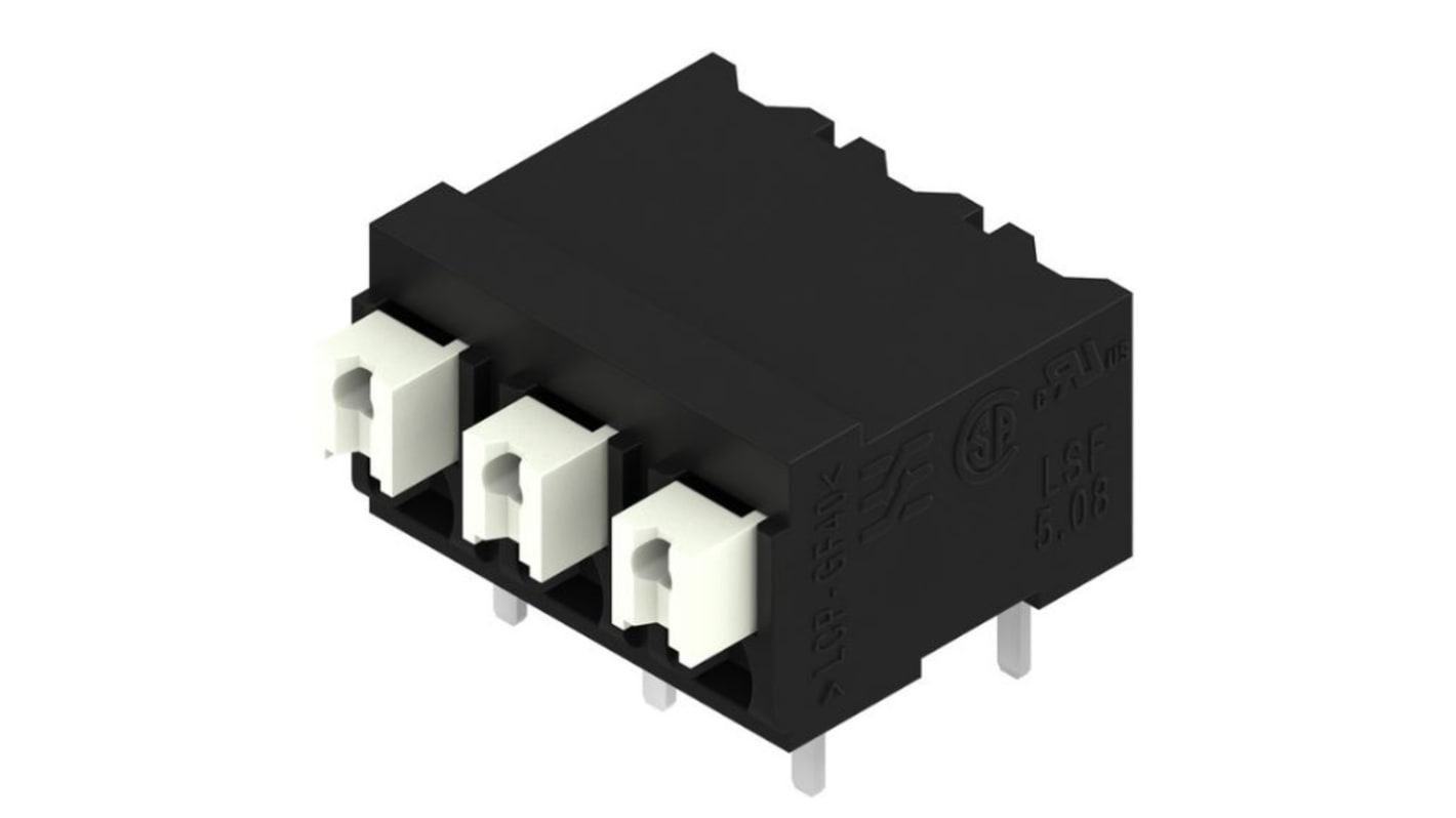 Weidmuller LSF Series PCB Terminal Block, 3-Contact, 5.08mm Pitch, Surface Mount, 1-Row, Through Hole Termination