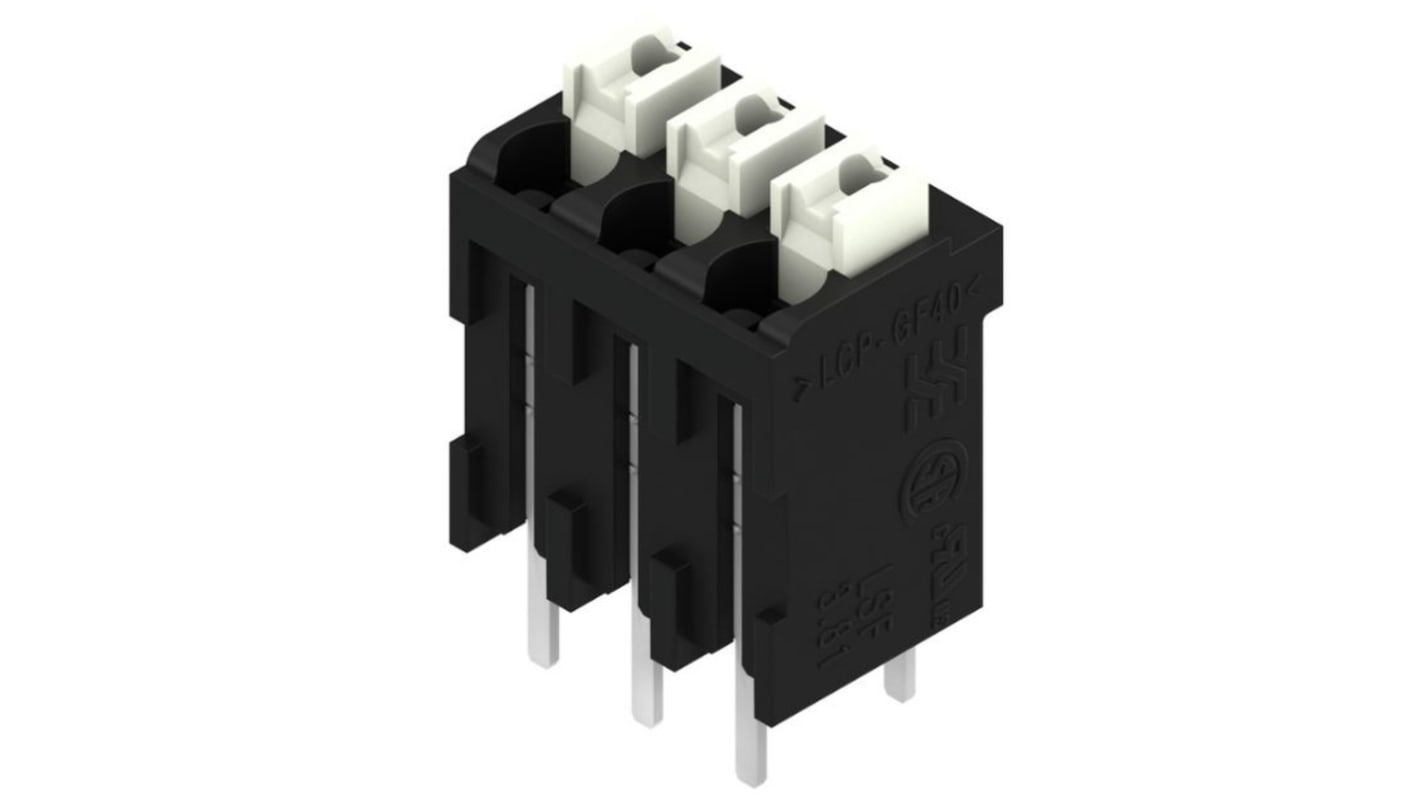 Weidmuller LSF Series PCB Terminal Block, 3-Contact, 3.81mm Pitch, Surface Mount, 1-Row, Through Hole Termination