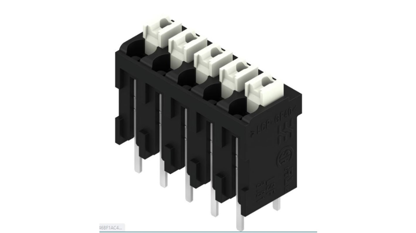 Weidmuller LSF Series PCB Terminal Block, 5-Contact, 3.81mm Pitch, Surface Mount, 1-Row, Through Hole Termination