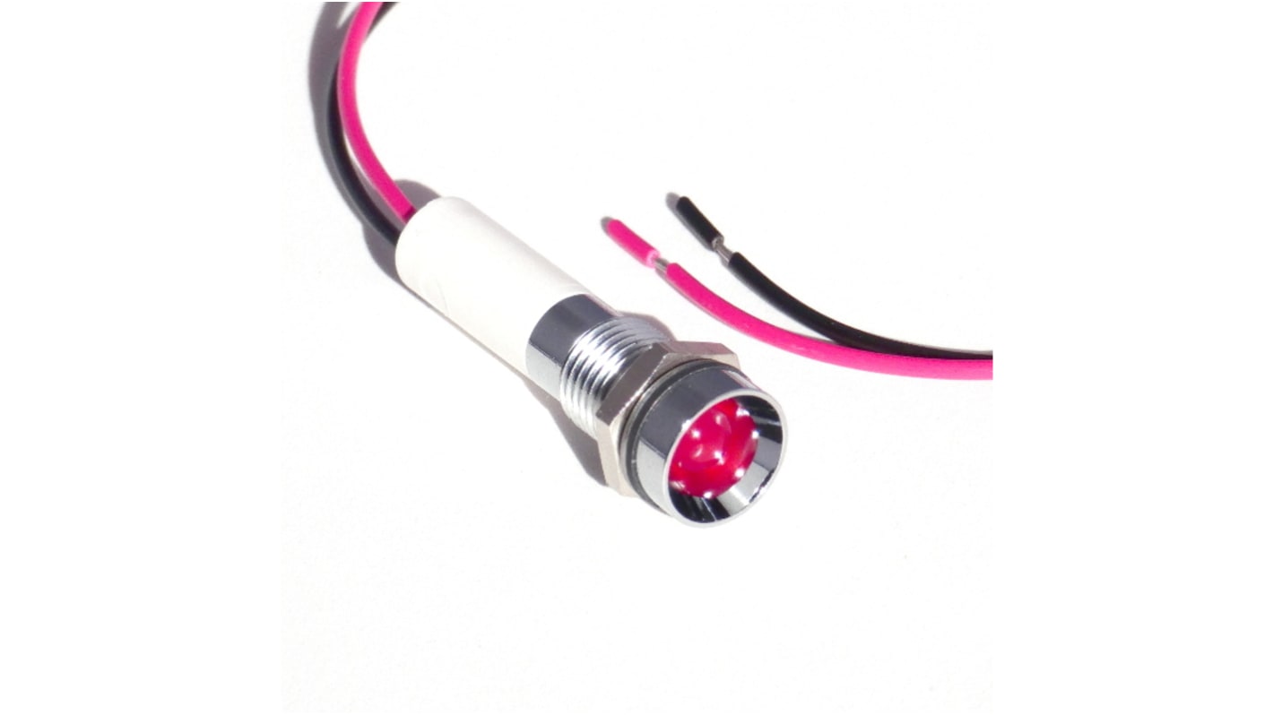 CML Innovative Technologies Red Indicator, 12V dc, M8 Mounting Hole Size, Lead Wires Termination, IP67