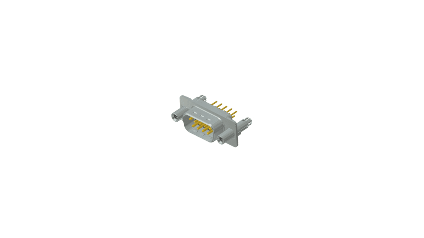 CONEC 9 Way Through Hole D-sub Connector Plug, 2.74mm Pitch, with Threaded Rear Spacer Clip