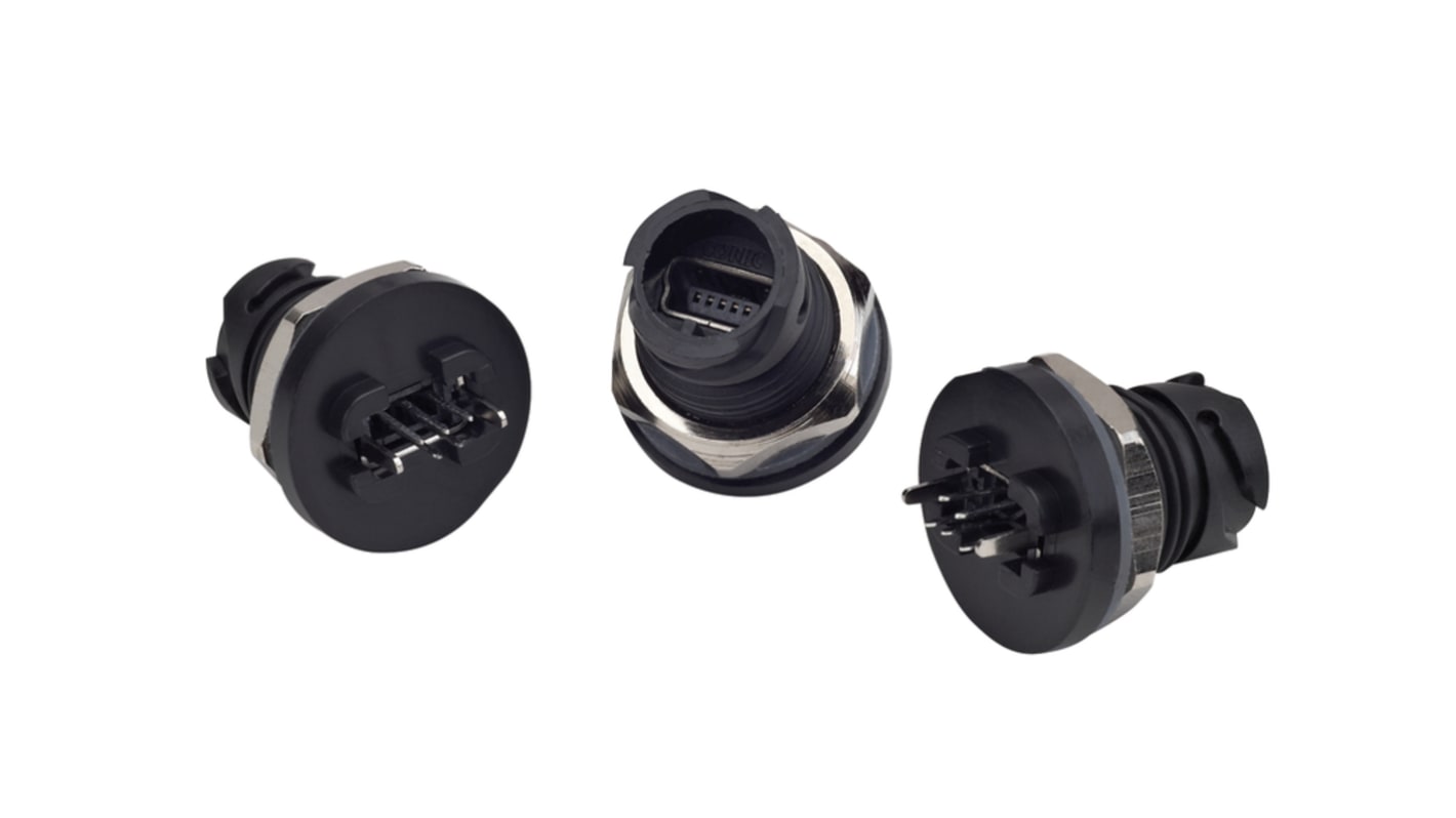 CONEC Type-Mini B, USB2.0 USBコネクタ, メス, パネルマウント