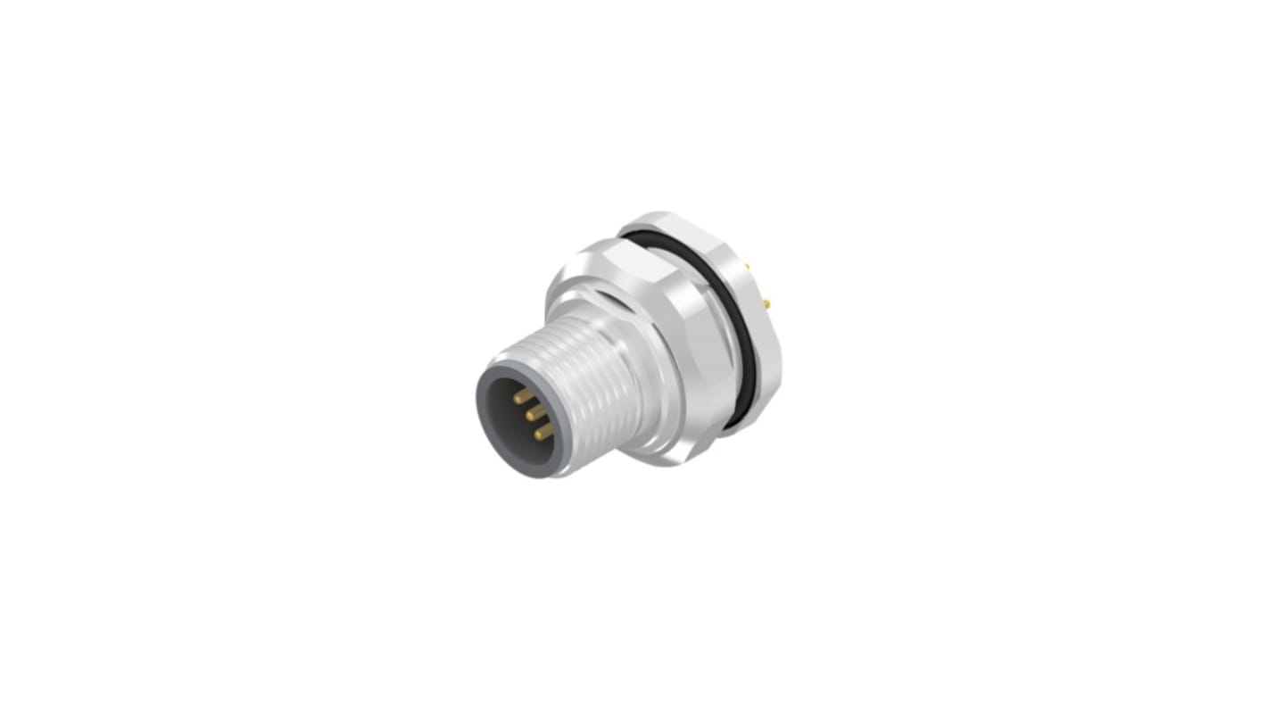 CONEC M12圆形连接器, 5芯, 面板安装, 焊接端接, IP67, 43系列
