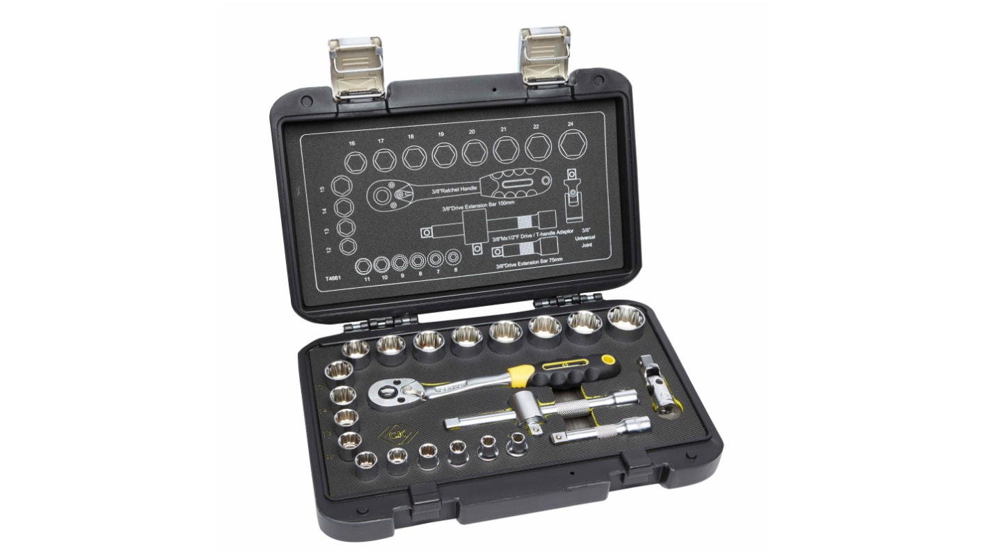 CK 23-Piece Metric 3/8 in Standard Socket Set with Ratchet, 12 point