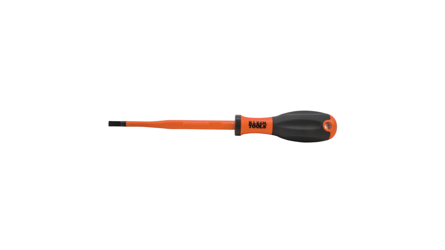 Klein Tools Slotted Insulated Screwdriver, 6.5 mm Tip, 150 mm Blade, VDE/1000V, 260 mm Overall