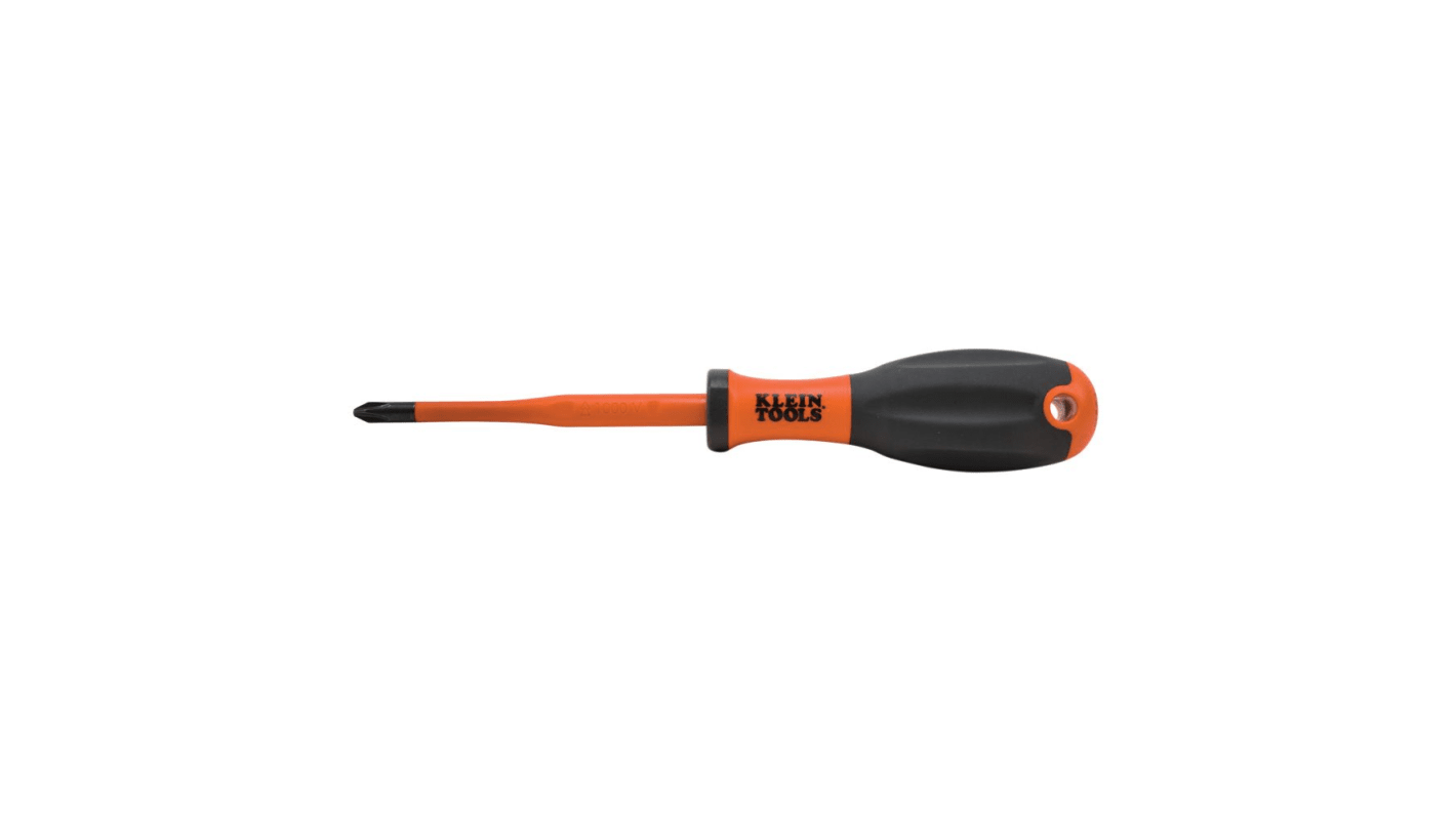 Klein Tools Phillips Insulated Screwdriver, PH2 Tip, 100 mm Blade, VDE/1000V, 210 mm Overall