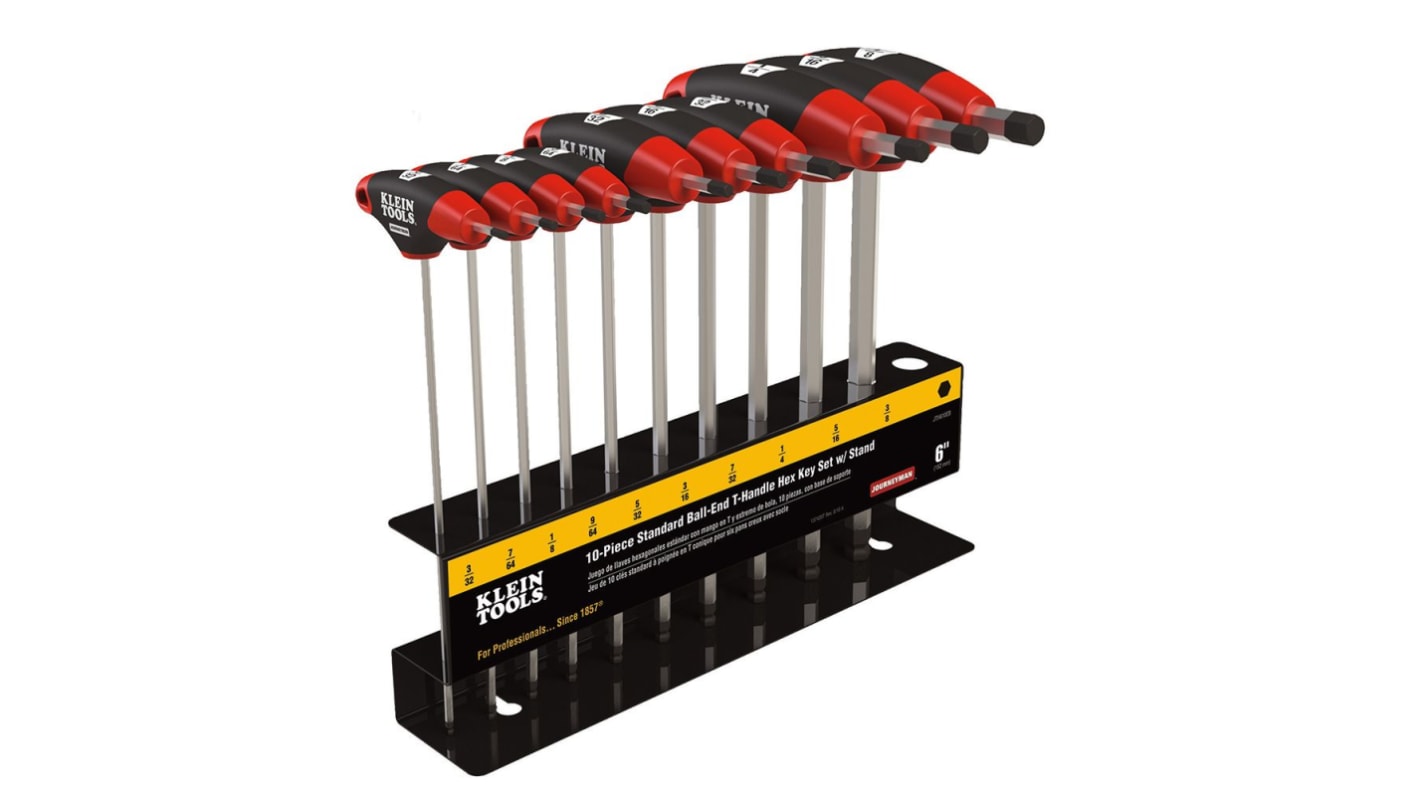 Klein Tools 10 piece T Shape Imperial Hex Key Set, 3/32 → 3/8in