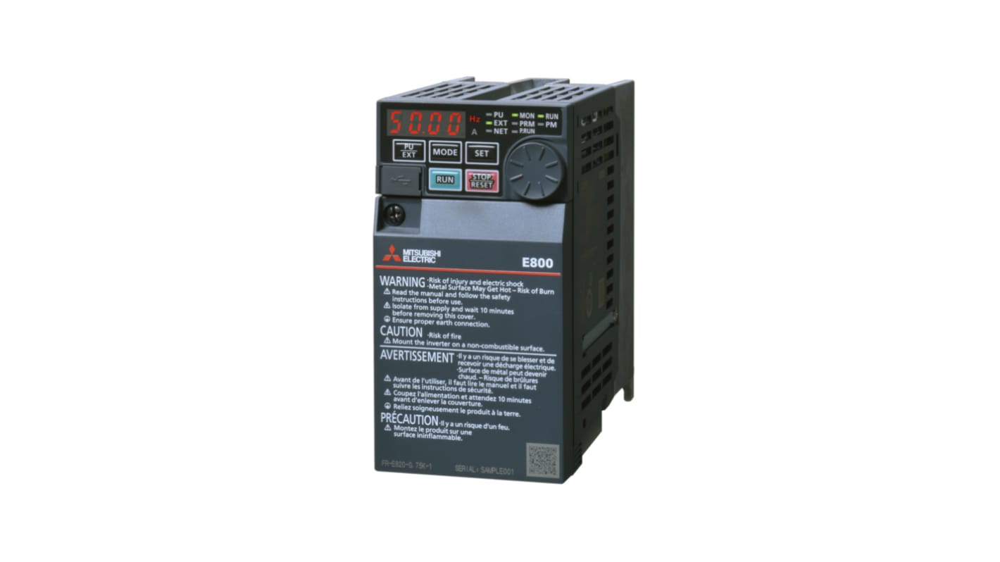 Mitsubishi Electric FR-E800 1-Phasen Wechselrichtermodul 0,4 kW 240 V / 3 A 50Hz für Induktionsmotor, PM-Motor