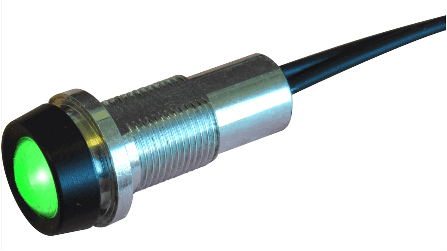 Oxley 绿色LED指示灯, 230V 直流, Φ10mm安装孔, 引线端接, IP68, STRLH10系列