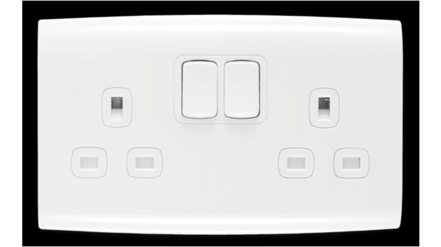 Contactum White 2 Gang Plug Socket, 2 Poles, 13A, Indoor Use