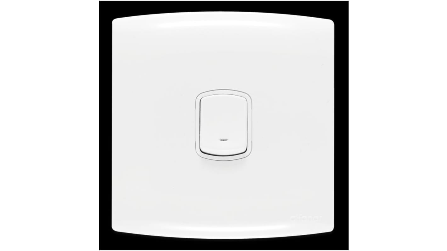 Contactum White Rocker Light Switch, 1 Way, 1 Gang, Alfanar