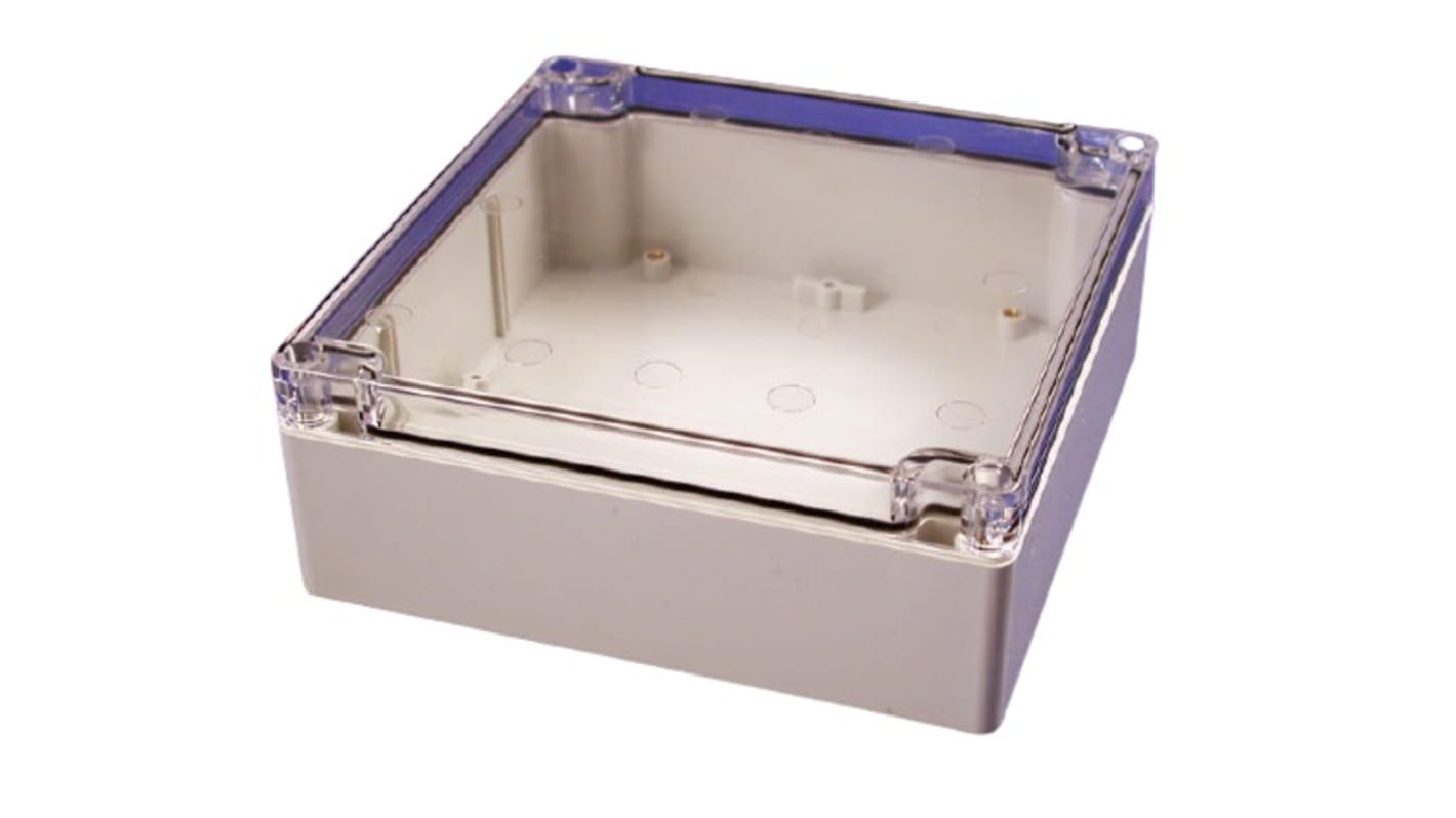 Hammond 1554 Series Polycarbonate Enclosure, IP68, Clear Lid, 6.3 x 6.3 x 2.4in