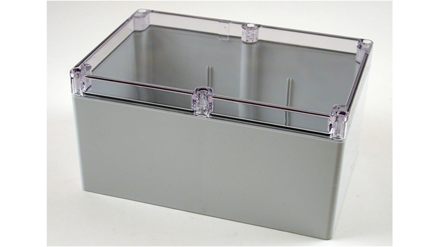 Hammond 1554 Series Polycarbonate Enclosure, IP68, Clear Lid, 9.4 x 6.3 x 4.7in