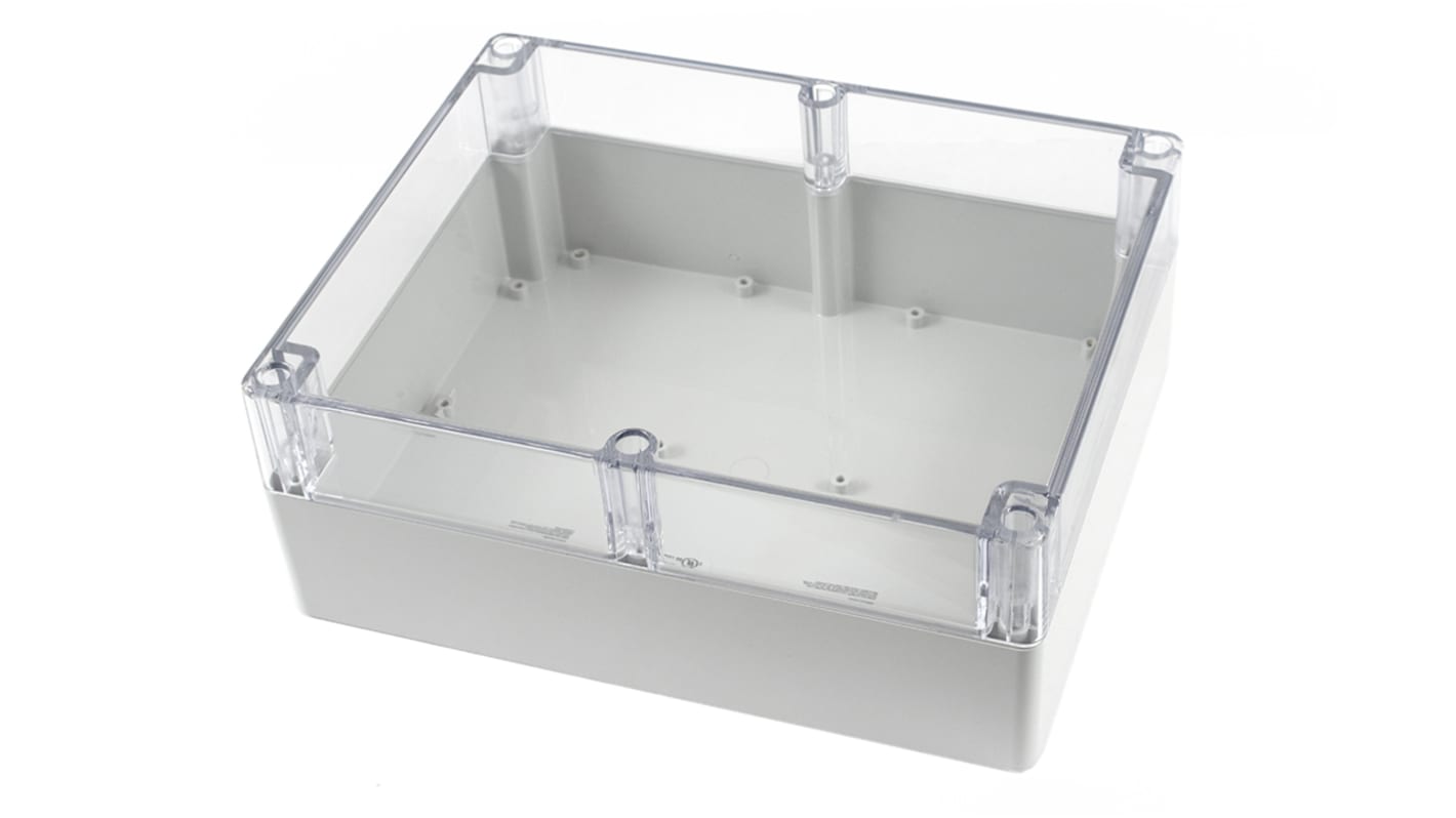 Hammond 1554 Series Light Grey Polycarbonate Enclosure, IP68, Clear Lid, 300 x 240 x 120mm