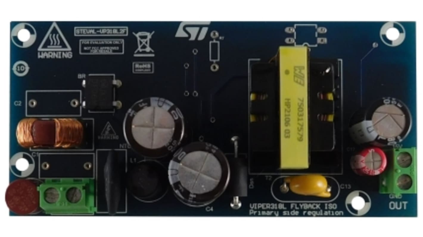 STMicroelectronics 15 V/1.2 A Isolated PSR Flyback Converter Based on VIPER31, 回扫转换器 评估套件, VIPER318LDTR芯片