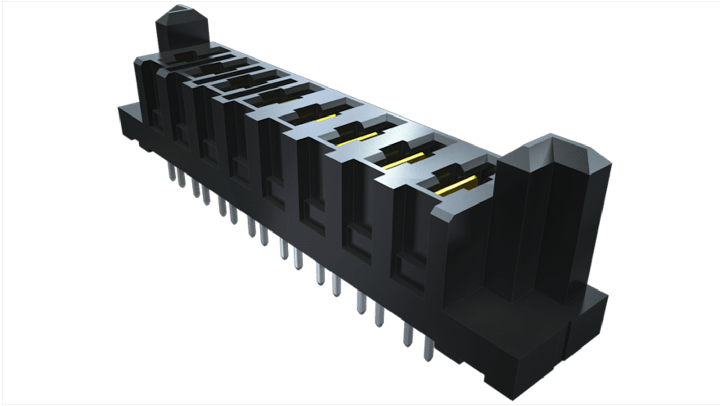 Samtec PES Series Right Angle Through Hole Mount PCB Socket, 4-Contact, 1-Row, 6.35mm Pitch, Solder Termination