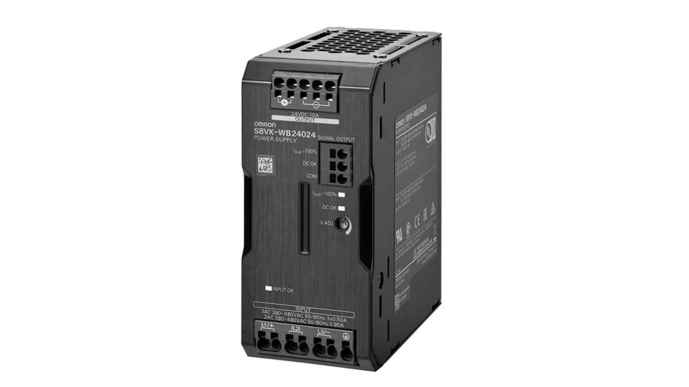 オムロン S8VK-WA DINレール取付け用スイッチング電源 48V dc, 5A