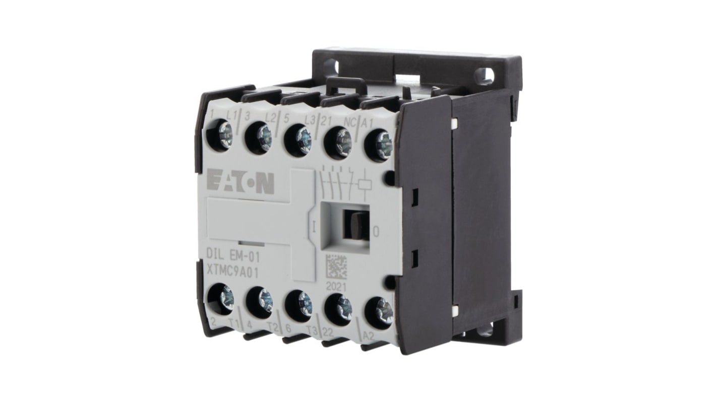 Contattore Eaton, serie DILEM, 3 poli, 1NC, 9 A, 4 kW, bobina 24 V CA