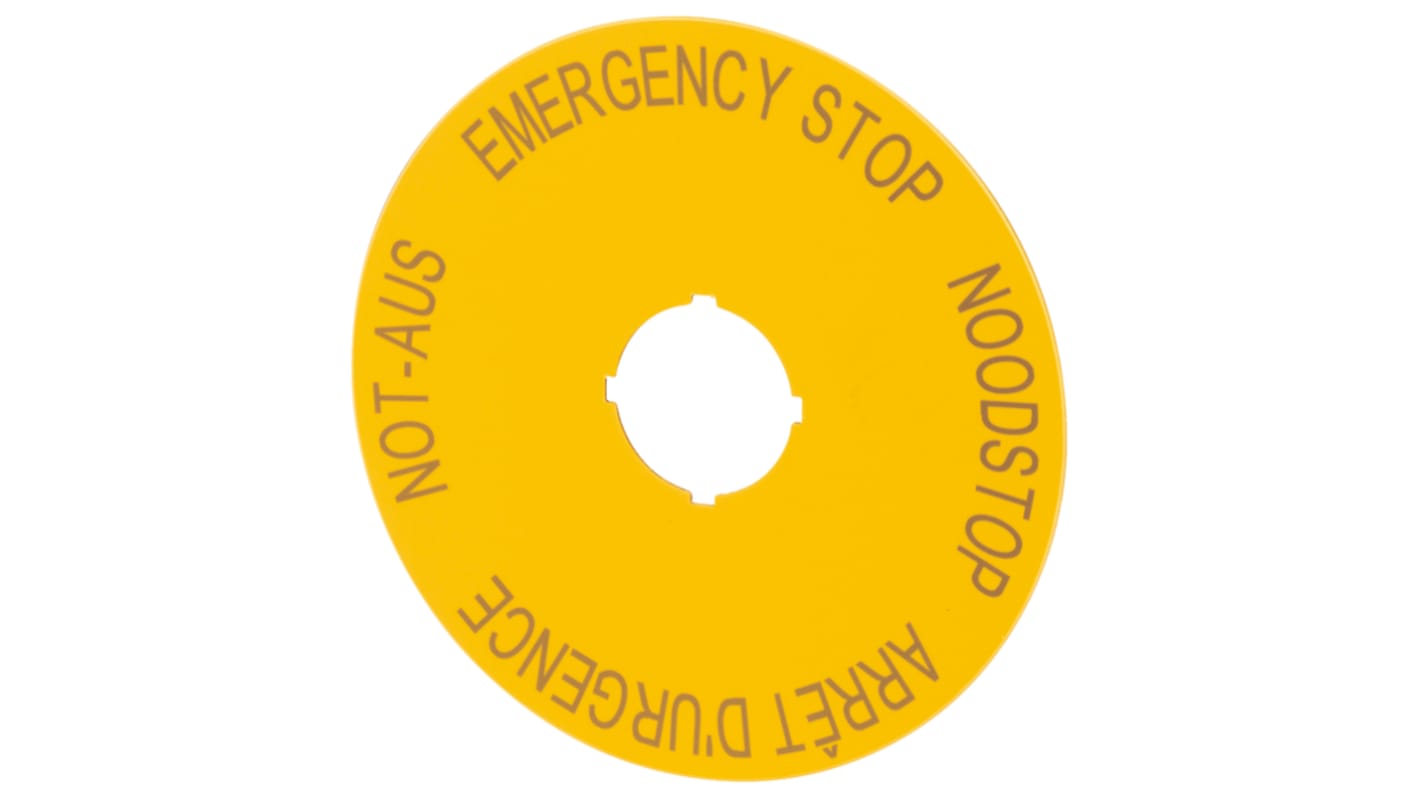 Eaton 标签 紧急停止标签, "Arrêt d'urgence - Emergency Stop - Noodstop - Not-Aus"文字, 用于按钮, M22系列
