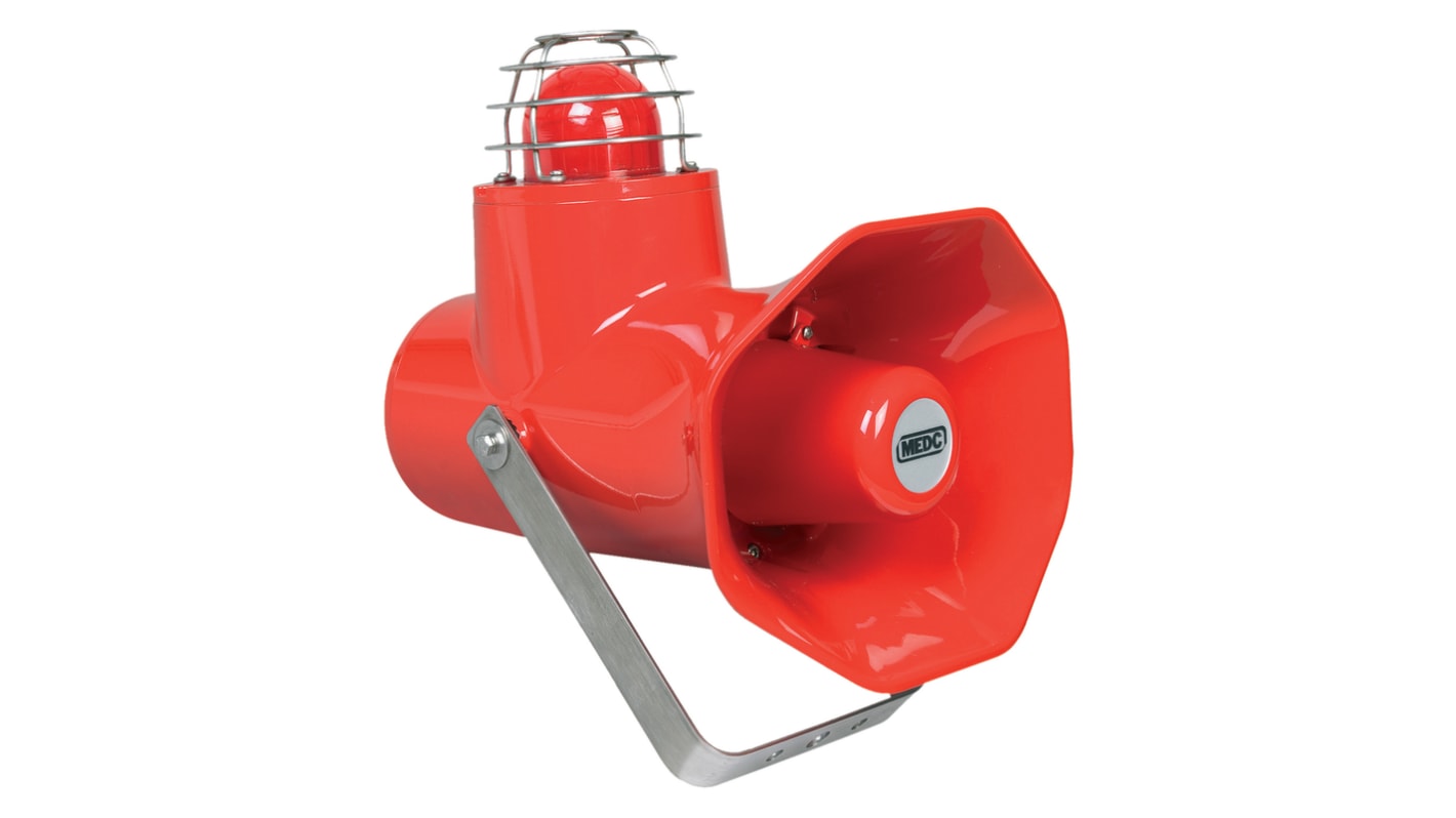 Eaton HAC CU1 Series Red Sounder Beacon, 24 V, Stainless Steel Bracket with Ratchet Facility