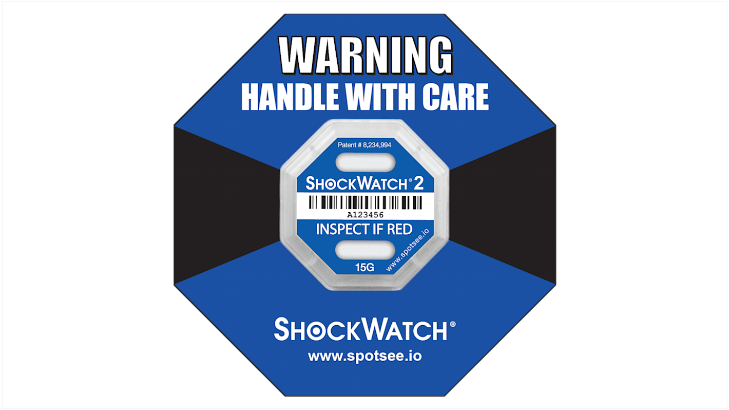 SpotSee 防震标签, 42.93mm宽, 6.35mm高, ShockWatch2系列