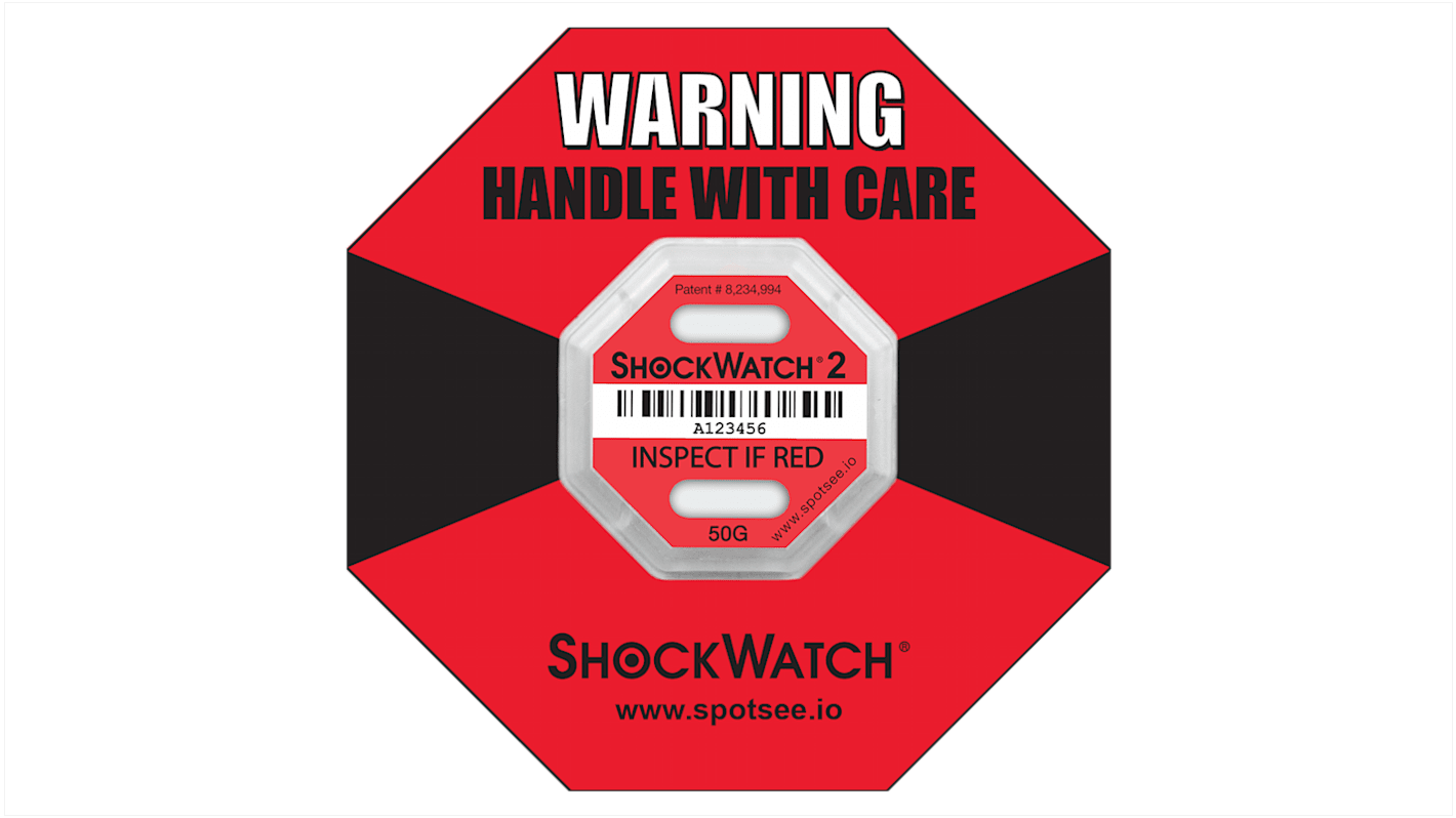 SpotSee Shock Label 6.35mm x 42.93mm, 10