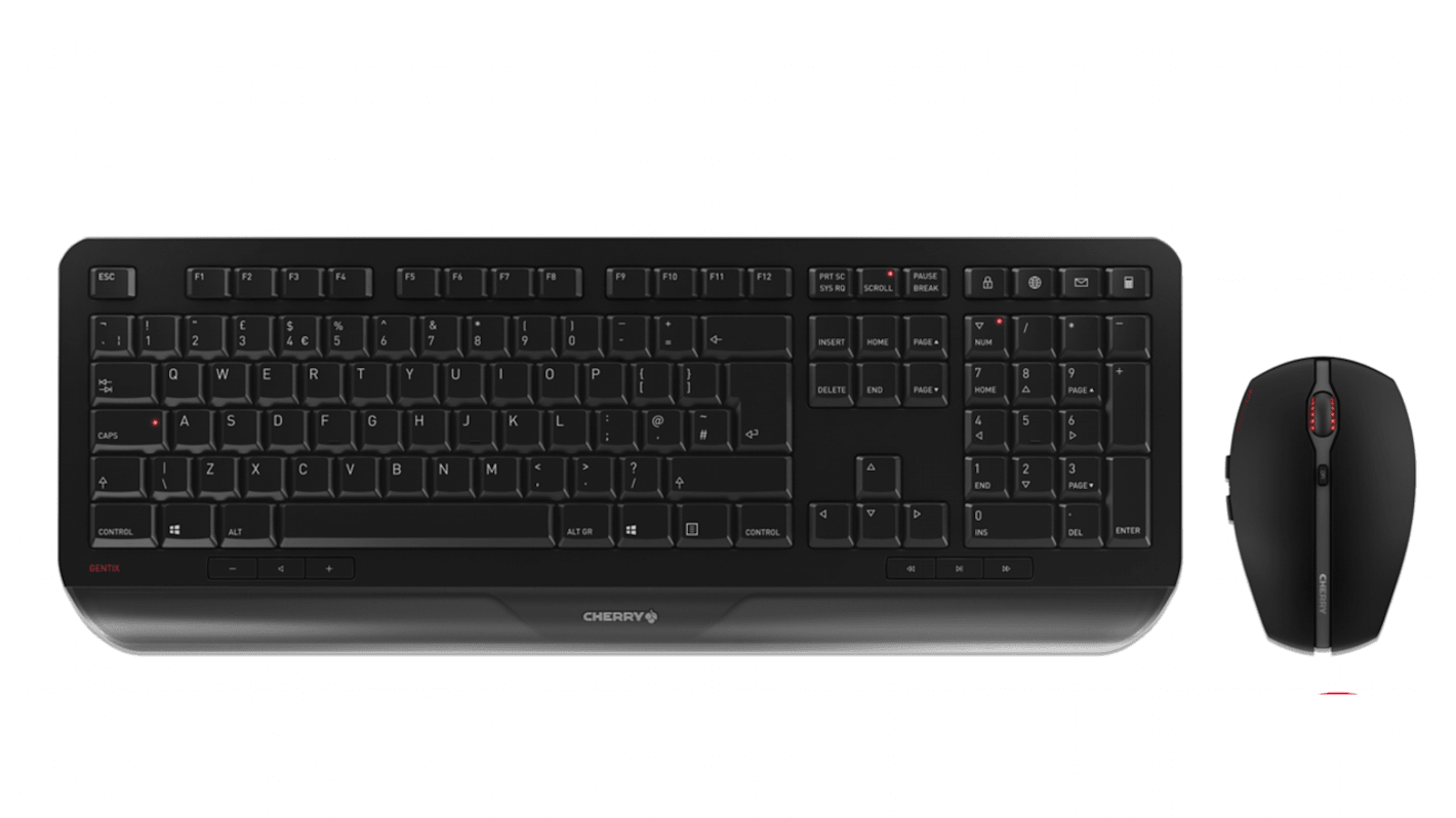 Kit de ratón y teclado Cherry JD-7000GB-2, Negro, Inalámbrico, QWERTY (UK), Ergonómico