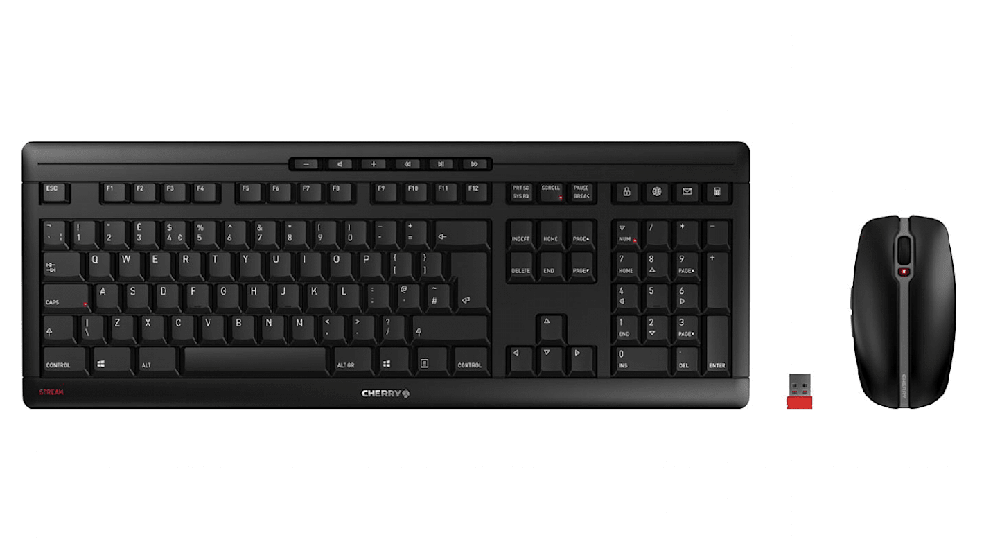 Set tastiera e mouse Nero Cherry Wireless Multimediale QWERTY (UK)