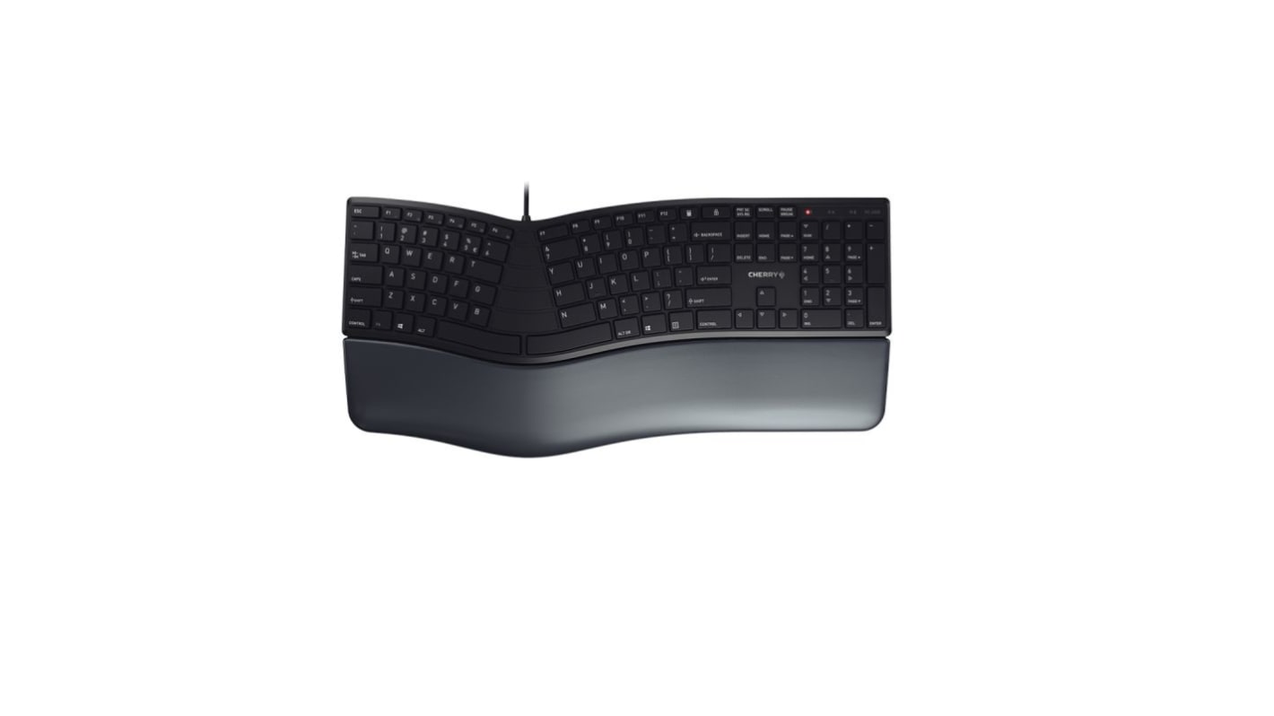 Klávesnice, Kabelová, Černá, USB ergonomická QWERTY (Velká Británie) Cherry