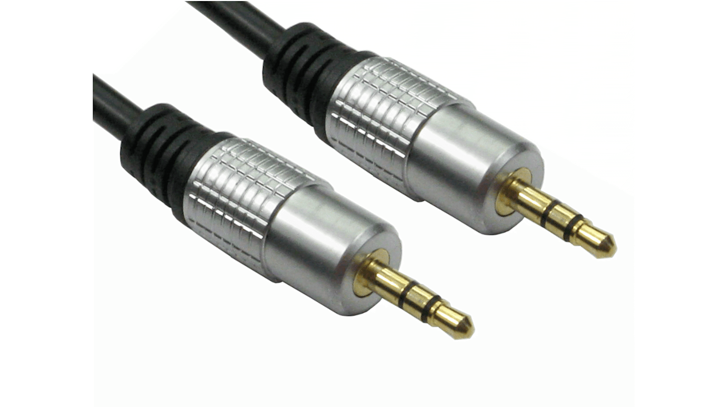 RS PRO Male 3.5mm Stereo Jack to Male 3.5mm Stereo Jack Aux Cable, Black, 1m