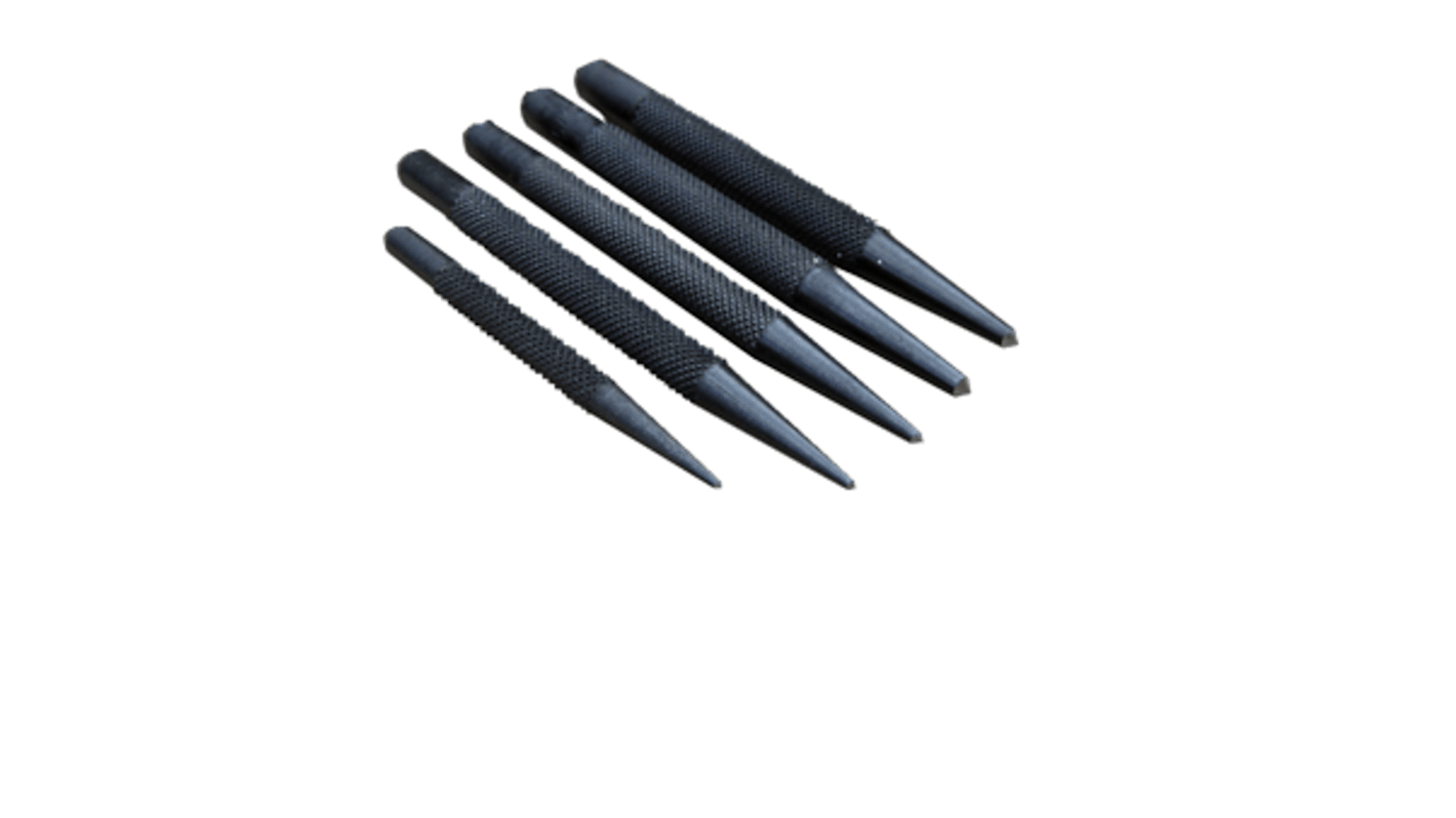 RS PRO 5-Piece Punch Set, Centre Punch, 1.6 - 4 mm Shank, 101.6 mm Overall