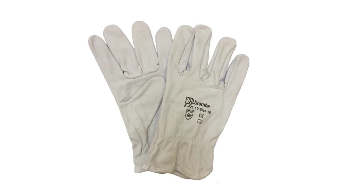 Liscombe Grey Leather Cut Resistant Work Gloves, Size 10, Leather Coating