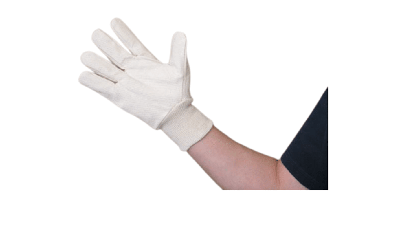 Liscombe White Cotton Work Gloves, Size 9, Drill Cotton Coating