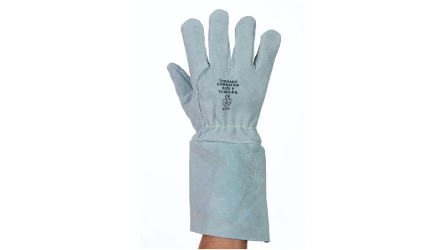Tornado Combat Plus Schutzhandschuhe für Schwerarbeiten Größe 10 Schneidfest Leder Grau 1Paar