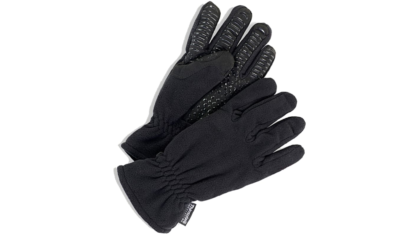 Goldfreeze Thermal Gloves Black Fleece Cold Resistant Work Gloves, Size 10, Silicone Coating